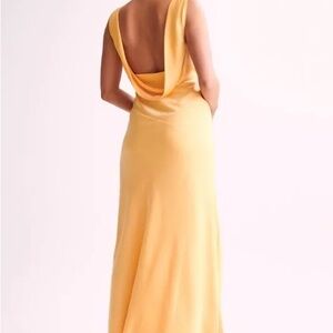 MESHKI Nadia Satin Maxi Dress with Back Cowl in Lemon
